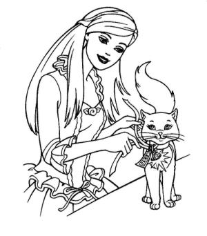 Barbie boyama sayfası, Barbie coloring page, Barbie ile Kedi, 