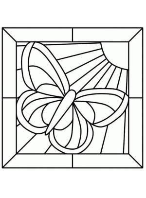 Bardak boyama sayfası,  coloring page, Kelebek Vitray, 