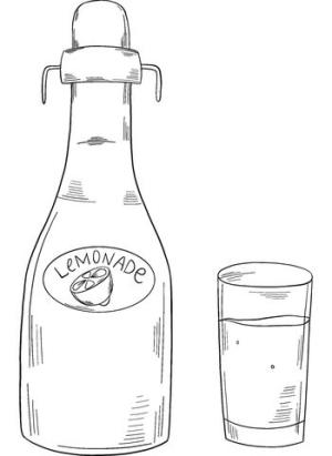 Bardak boyama sayfası,  coloring page, Limonata ve Cam Şişe, 