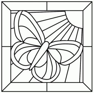 Bardak boyama sayfası,  coloring page, Güneşli Kelebek Vitray, 