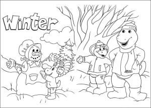 Barney ve Arkadaşları boyama sayfası,  coloring page, Barney ve Arkadaşları Kış Üzerine, 