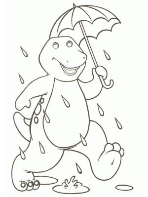 Barney ve Arkadaşları boyama sayfası,  coloring page, Barney Yağmur Altında, 