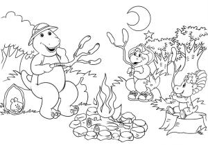 Barney ve Arkadaşları boyama sayfası,  coloring page, Barney ve Arkadaşları Kamp Yapıyor, 