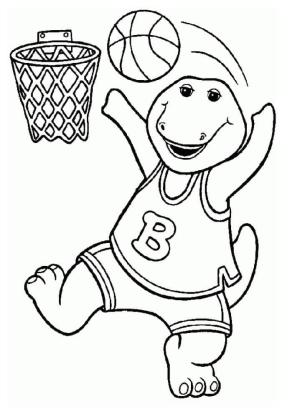 Barney ve Arkadaşları boyama sayfası,  coloring page, Barney Basketbol Oynuyor, 