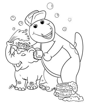 Barney ve Arkadaşları boyama sayfası,  coloring page, Barney ve Küçük Fil, 