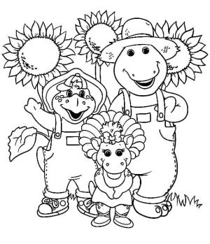 Barney ve Arkadaşları boyama sayfası,  coloring page, Barney ve Arkadaşları Çiçeklerle, 