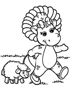 Barney ve Arkadaşları boyama sayfası,  coloring page, Bebek Pop ve Küçük Koyun, 