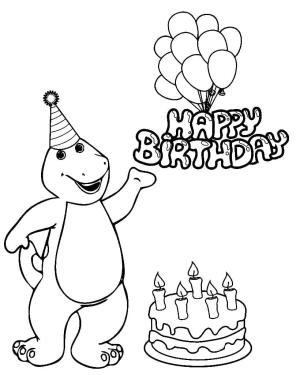 Barney ve Arkadaşları boyama sayfası,  coloring page, Barney ve Doğum Günü, 