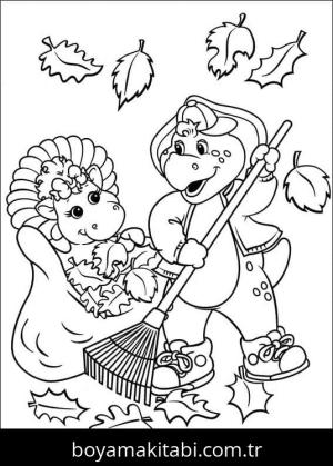 Barney ve Seine boyama sayfası – boyama etkinliği, çocuk aktivitesi