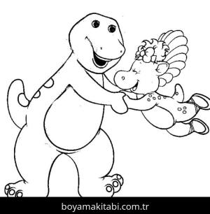 Barney ve Seine boyama sayfası – çocuklar için, çizgi film temalı