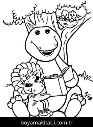 Barney ve Seine boyama sayfası – çocuk aktivitesi, PDF indir