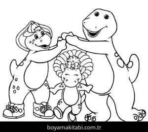 Barney ve Seine boyama sayfası – renkli çizimler, okul öncesi