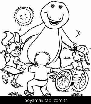 Barney ve Seine boyama sayfası – boyama çalışması, yaratıcılığı geliştirir