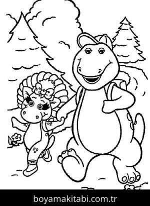 Barney ve Seine boyama sayfası – el becerilerini geliştirir, boyama çalışması