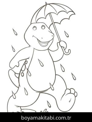 Barney ve Seine boyama sayfası – çizgi film temalı, basit çizim