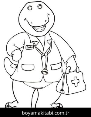 Barney ve Seine boyama sayfası – renkli çizimler, okul öncesi