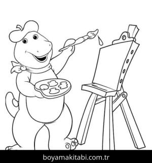 Barney ve Seine boyama sayfası – sevimli karakter, sanatsal çalışma