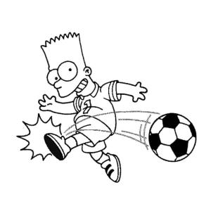 Bart Simpson boyama sayfası,  coloring page, Bart Futbol Oynar, 