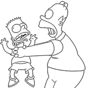 Bart Simpson boyama sayfası,  coloring page, Bart ve Homer Simpson, 