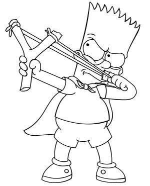 Bart Simpson boyama sayfası,  coloring page, Sapanlı Bart Simpson, 