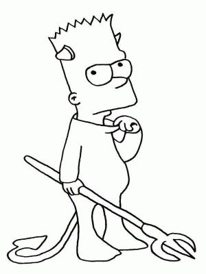 Bart Simpson boyama sayfası,  coloring page, şeytan Bart Simpson, 