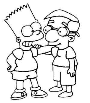 Bart Simpson boyama sayfası,  coloring page, Bart Simpson ve Arkadaşı, 