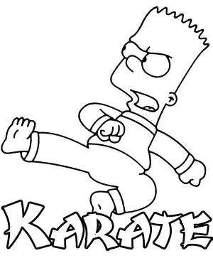 Bart Simpson boyama sayfası,  coloring page, Bart Simpson Karate, 