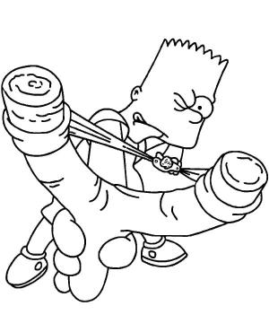 Bart Simpson boyama sayfası,  coloring page, Bart Simpson Lastik Arbalet Vuruyor, 