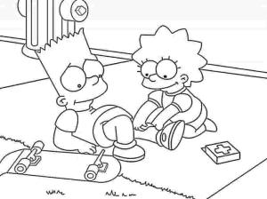 Bart Simpson boyama sayfası,  coloring page, Bart ve Lisa Simpson, 