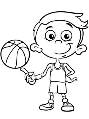 Basketbol boyama sayfası,  coloring page, bir basketbol topu tutan çocuk, 