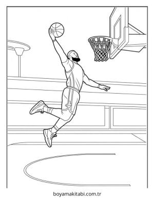 Basketbol boyama sayfası – eğlenceli etkinlik, el becerilerini geliştirir