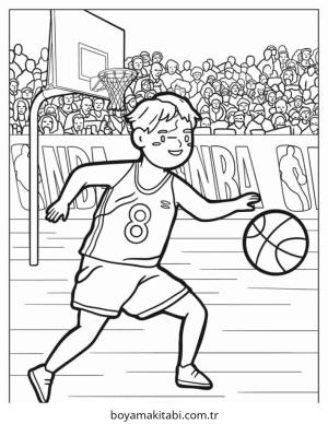 Basketbol boyama sayfası – evde etkinlik, ücretsiz yazdır