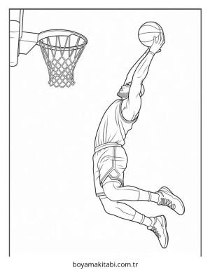 Basketbol boyama sayfası – sevimli karakter, sanatsal çalışma