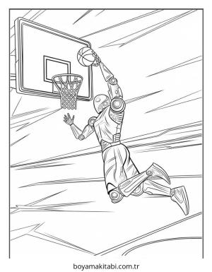 Basketbol boyama sayfası – kolay boyama, eğitici aktivite