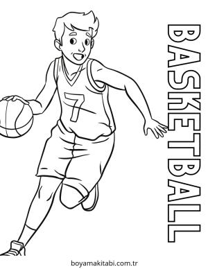 Basketbol boyama sayfası – basit çizim, kolay boyama