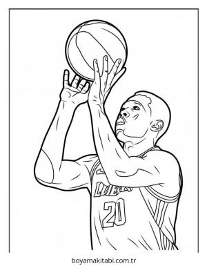 Basketbol boyama sayfası – sevimli karakter, sanatsal çalışma