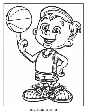 Basketbol boyama sayfası – renkli çizimler, okul öncesi