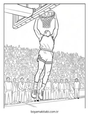 Basketbol boyama sayfası – keyifli zaman, renkli çizimler