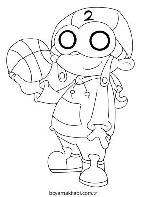 Basketbol boyama sayfası – renkli çizimler, okul öncesi