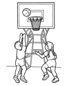 Basketbol boyama sayfası,  coloring page, basketbol oynayan çocuklar, 