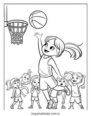 Basketbol boyama sayfası – eğlenceli etkinlik, el becerilerini geliştirir