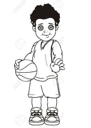 Basketbol boyama sayfası,  coloring page, basketbolcu çocuk standı, 