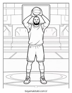 Basketbol boyama sayfası – sevimli karakter, sanatsal çalışma