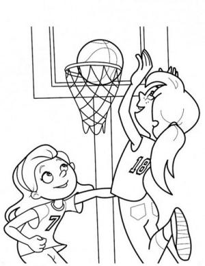 Basketbol boyama sayfası,  coloring page, basketbol oynayan kızlar, 