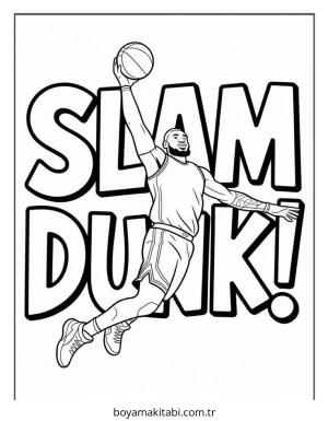 Basketbol boyama sayfası – çocuk aktivitesi, PDF indir