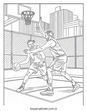Basketbol boyama sayfası – çocuk aktivitesi, PDF indir