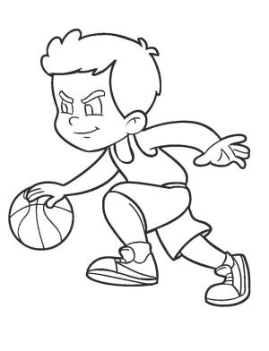 Basketbol boyama sayfası,  coloring page, basketbol oynayan çocuk, 