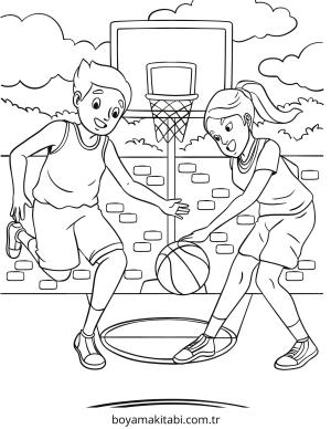 Basketbol boyama sayfası – kolay boyama, eğitici aktivite