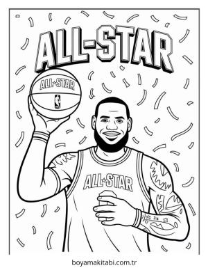 Basketbol boyama sayfası – çocuklar için, çizgi film temalı