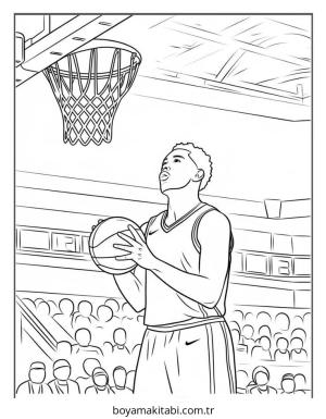 Basketbol boyama sayfası – keyifli zaman, renkli çizimler